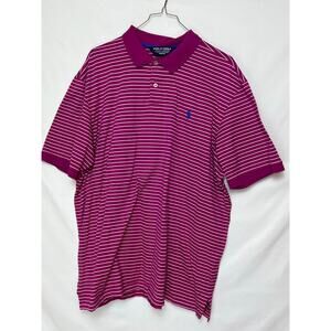 Polo Golf Men 2XL Pink White Striped Short Slve Athletic Performance Golf Shirt
